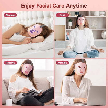 Red Light Therapy for Face, 4 Modes Led Face Mask Light Therapy with Remote, Portable Light Therapy Mask for Skin Care at Home, Travel (Black)